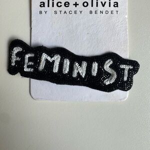 NWT!! LIMITED EDITION Alice + Olivia Black & White Beaded Feminist Pin